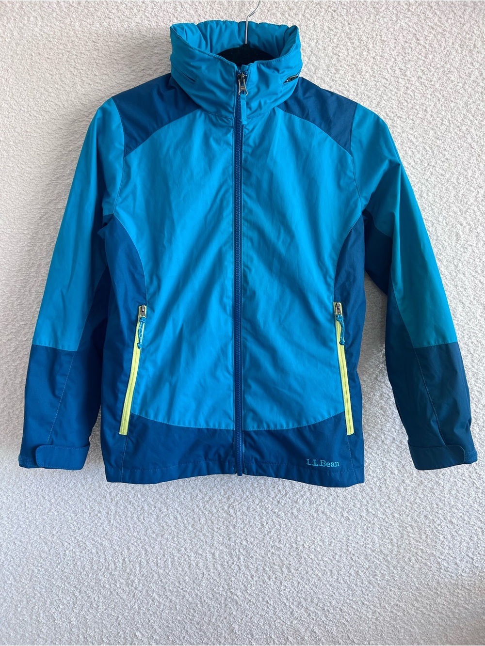 L.L. Bean Kids Blue Hooded Windbreaker Jacket Size Medium 10/12